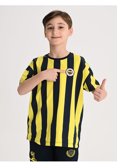 Fenerbahçe Sarı Lacivert Tribün Çubuklu Çocuk Tshirt Lacıvert-sarı