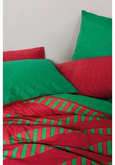 Lexroo Festive Tek Kişilik Lastikli Çarşaflı Nevresim Takımı Holly Yeşil