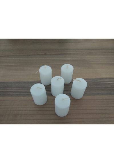 6'Lı Kokusuz Bozkurt Silindir Mum 3*6Cm Beyaz (352330318)