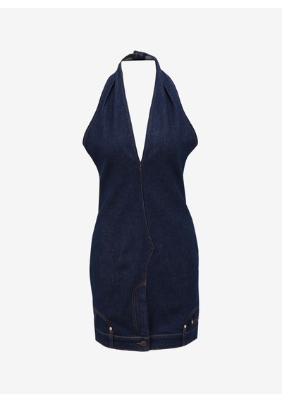 Moschino Jeans Mavi Kadın V Yaka Elbise 241k1a0404 İndigo