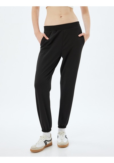 Koton Jogger Eşofman Altı Krep Scuba Kumaş Cepli Siyah 5wak30015ek Siyah