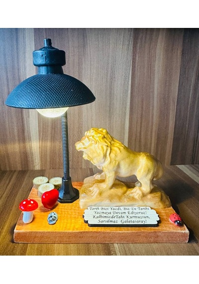 Aslan Kral Heykeli, Ofis Hediyesi, Galatasaray Taraftar Hediyesi Işıklı Biblo Söz Ve Yazılı