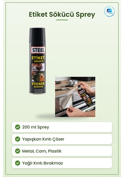 Etiket Sökücü Yüzey Temizleyici Sprey 200 Ml Yapışkan Kalıntı Çöz Tekli