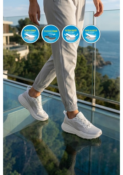 Walkway Flexion G Beyaz-gümüş Memory Foam Unisex Spor Ayakkabı Beyaz - Gümüş