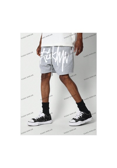 Tarzsokak Y2k Unisex Yaz Şort Bermuda Harajuka Anime Retro Kod-11487 Gri