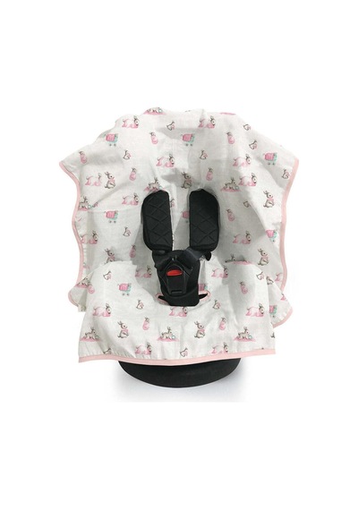% 100 Pamuk Müslin Puset & Oto Koltuk Örtüsü - Bébé Lapin Rose Pokort-blr-000std