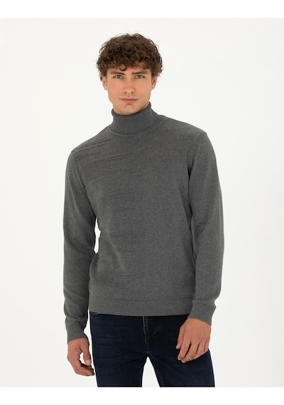 Pierre Cardin Erkek Gri Melanj Triko Kazak 50281831-vr086 Gri Melanj