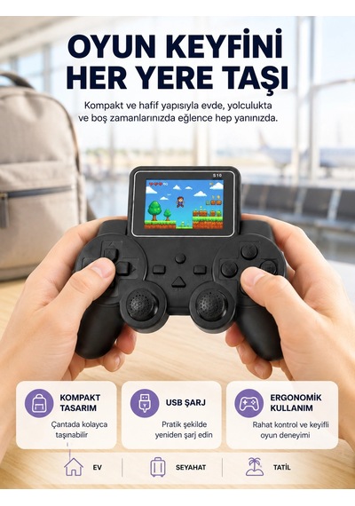 Mini Retro Oyun Konsolu S10 2.8 İnç Ekran Taşınabilir Klasik Atari Yeni Nesil Najmaddin