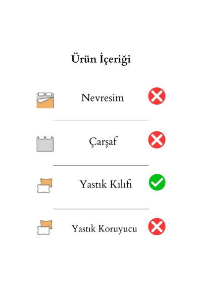 Kare Desenli Kapaklı Yastık Kılıfı 50x70 - 2 Adet Beyaz