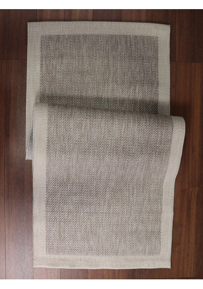 Derin Sisal Bej Bordürlü Vizon Jüt Sisal Dekoratif Kaymaz Taban Yıkanabilir Halı St09-1047 Renkli