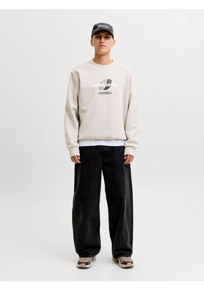 Jack & Jones Jcoclub Brandıng Sweat Crew Neck Bej Erkek Sweatshirt 12300460