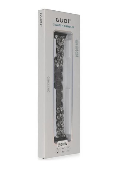 Akıllı Saat Aksesuarları Apple Uyumlu Watch 38mm Node Taşlı Kordon - Siyah