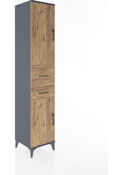 Hyperion Dolap 4 Raflı 2 Çekmeceli 2 Kapaklı 44x44x221 Antrasit-çam Antrasit