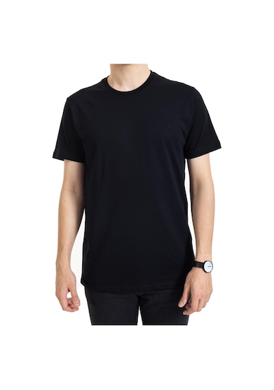 Erkek Yuvarlak Yaka %100 Pamuklu Yüksek Kalite Regular Kalıp Düz Basic T-shirt 212 - Siyah Bordo