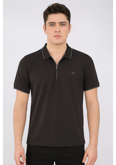 Gewer Slim Fit Erkek Kısa Kol Polo Yaka Tshirt - 7351 Siyah