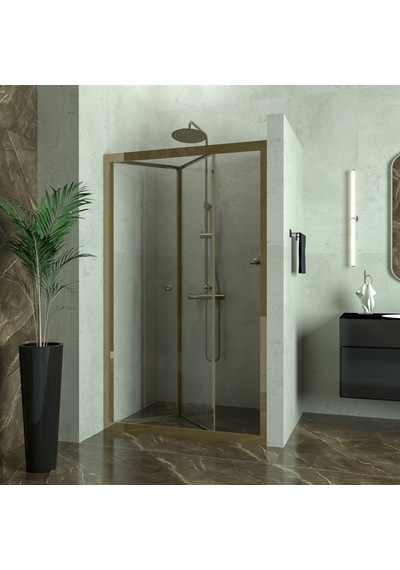 Tekno Duş Bronze Corina Akordiyon Şeffaf Cam Duşakabin Şeffaf