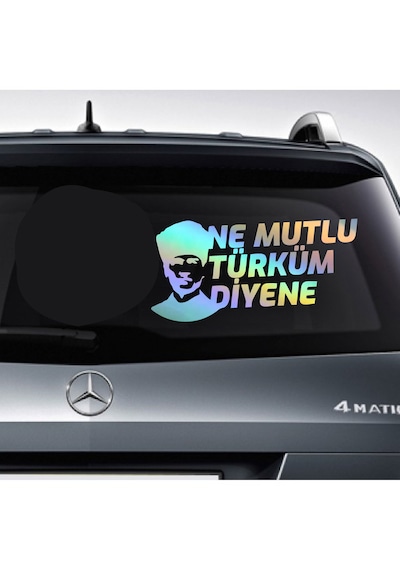 Ne Mutlu Türküm Diyene Sticker - Atatürk Türk Sticker - Araba Oto Motosiklet Karavan Sticker - 02505 12X6 Cm