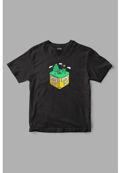 Super Mario Minimal Baskılı Tişört Siyah