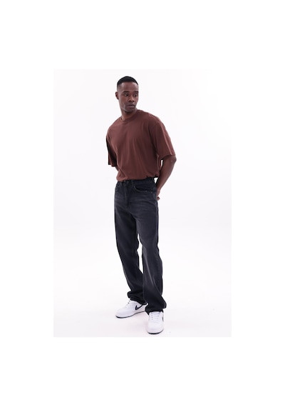 Freemen Erkek Baggy Bol Kesim Kot Pantolon Koyu Siyah