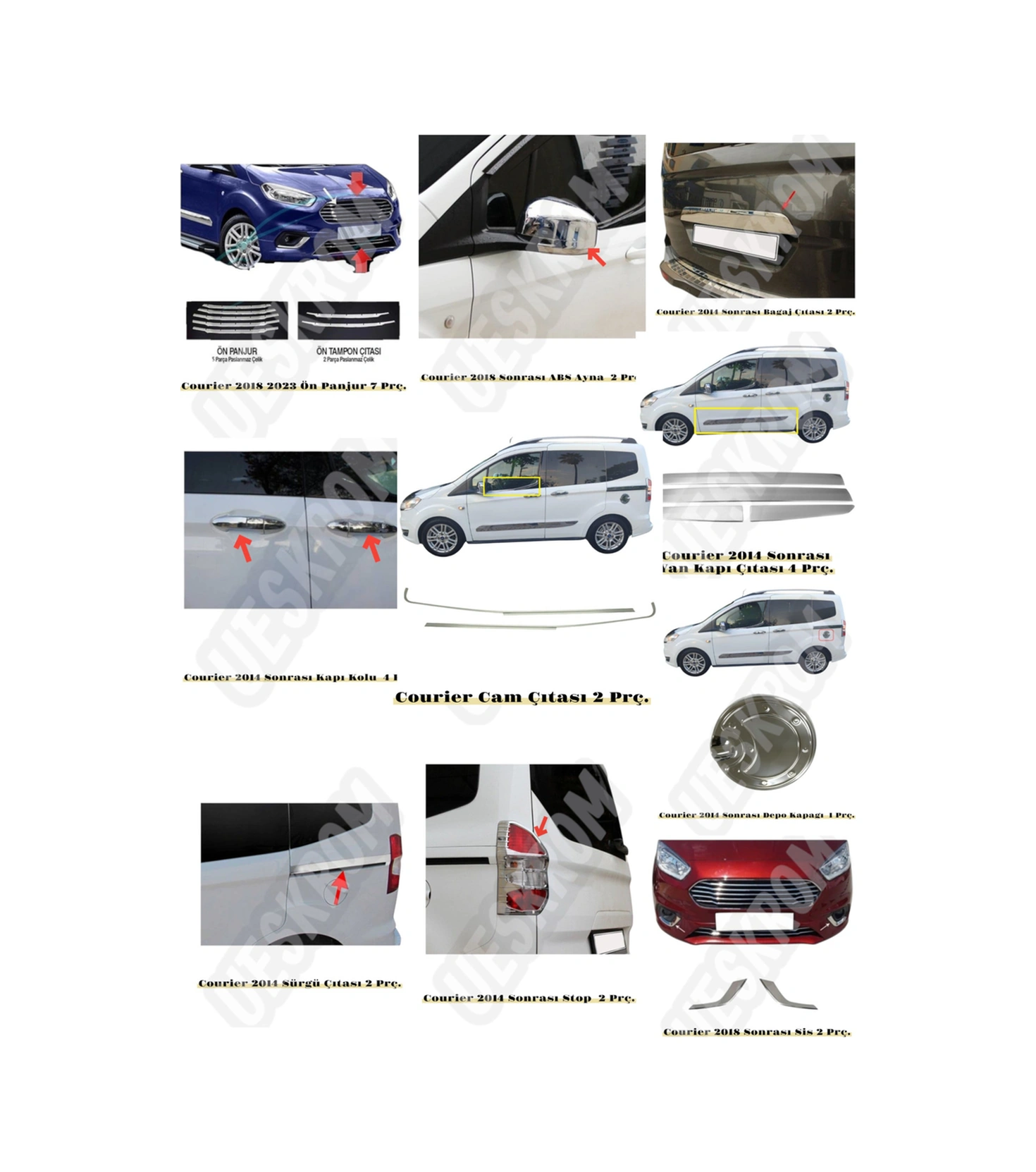 Ueskrom Courier Full + Full Krom Aksesuar Seti 2018 Sonrası 10 Ürün Kampanyalı Set