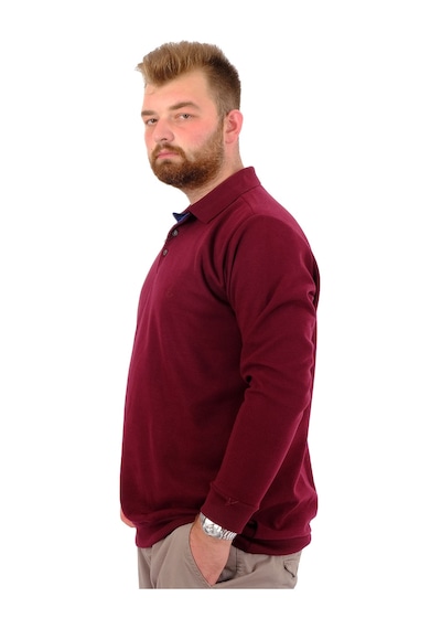 Mode Xl Büyük Beden Erkek Sweat Polo Yaka Selanik Nakışlı 20440 Mürdüm Mürdüm