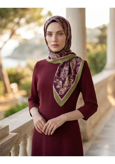 Moda Nuda Heritage Alâ Şal Yeşil Mor - Zarif Ve Modern Yeşil - Mor