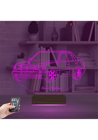 Luvivia Mercedes Araba E Seri Kişiye Özel 3d Lamba - Masa Gece Lambası Şeffaf