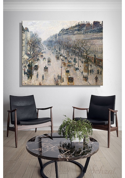 Yatay Kanvas Duvar Tablosu Salon Yatak Odası Camille Pissarro Montmartre Bulvarı Kış Sabahı