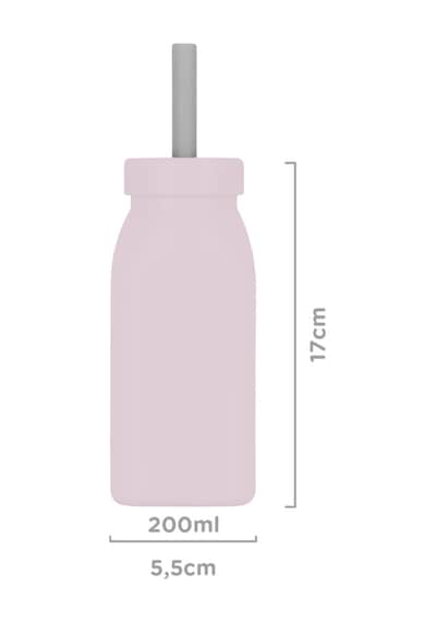 Silikon Şişe + Pipet - Misty Lilac / Powder Grey