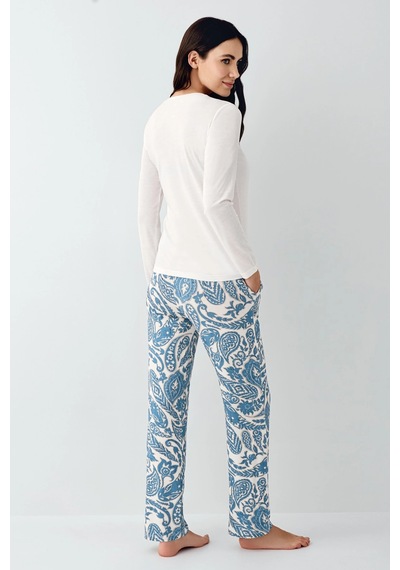 Kocabey Pierre Cardin 9074-s Kadın Uzun Kol Pijama Takım Krem