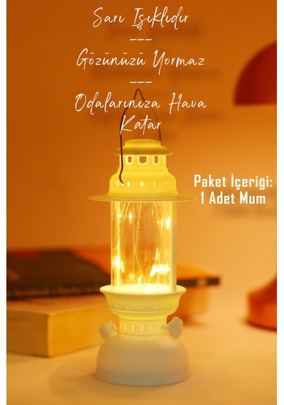 Led Mum Kamp Lambası 1 Adet - Tipi Pil Dahil Dumansız Alev Ledli Dekoratif Mum Dekor Işığı Beyaz Pt437 Beyaz