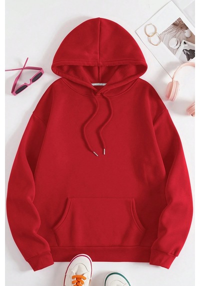 One Of A Kind Baskılı Oversize Sweatshirt Kırmızı