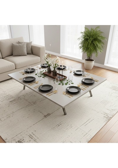 Ratemo Katlanır Metal Ayaklı Yer Sofrası 89x119 Cm Modern Dikdörtgen Çok Amaçlı Masa Beyaz Beyaz Ratemo Katlanır Metal Ayaklı Yer Sofrası 89x119 Cm Modern Dikdörtgen Çok Amaçlı Masa Beyaz Beyaz