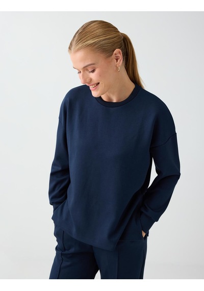 Jimmy Key Lacivert Rahat Kesim Bisiklet Yaka Modal Sweatshirt 6ww238605494