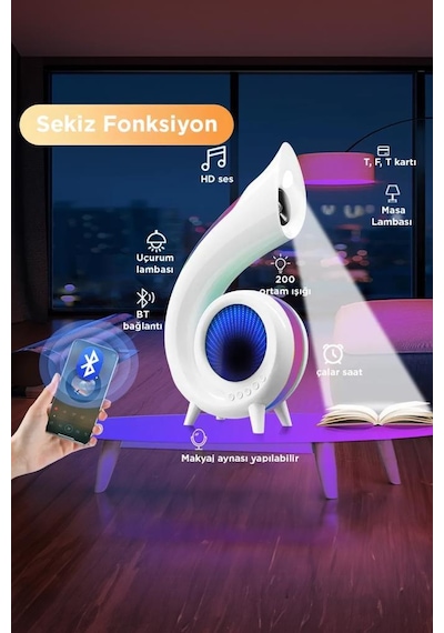Torima XM-G69 Kablosuz 6in1 Şarjlı Saat ve Hoparlör Özellikli Masa Lambası