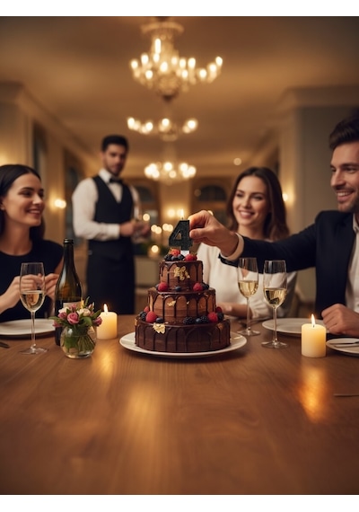 Siyah Simli Doğum Günü Mumu Pasta Mum 4 Yaş