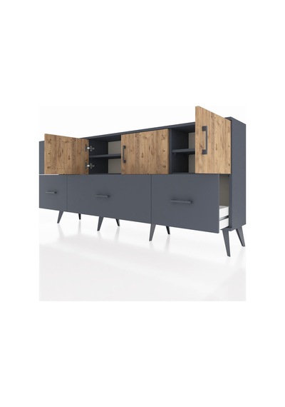 Arges Konsol 4 Raflı 4 Çekmeceli 3 Kapaklı 176x30x83 Antrasit-çam/antrasit Çam/antrasit Arges Konsol 4 Raflı 4 Çekmeceli 3 Kapaklı 176x30x83 Antrasit-çam/antrasit Çam/antrasit