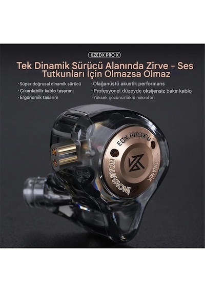 Kz Edx Pro X 1dd 10mm Kulak Içi Kulaklık Mikrofonlu Ve Type C Dönüştücü Kablo EDX Pro X