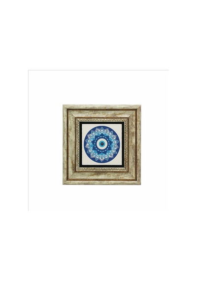 Nazar Boncuklu Desen Baskılı Taş Tablo 20x20 755