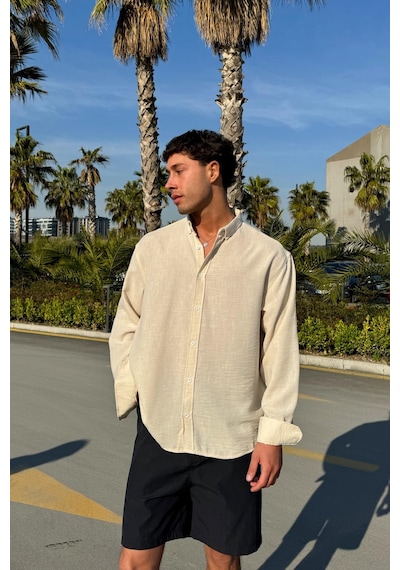 Flaw Chill Cozy Relax Fit Gömlek Bej-13192 Bej