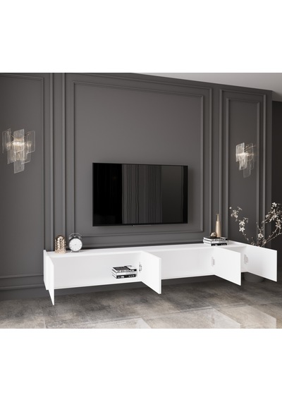 Capella Country Beyaz Mdf 5 Kapak Duvara Monte 200 Cm Tv Ünitesi