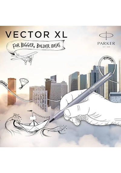 Vector Xl Tükenmez Kalem Metalik Gümüş-mavi Vernik Pirinç Üzerine Siyah Mürekkep Dolumu İle İnce Nokta Hed Genel