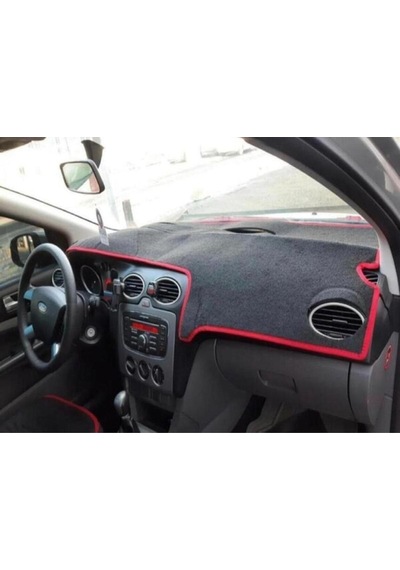 2005-2011 Modellerine Uygun Ford Focus 2 Torpido Koruma Halısı Siyah Kenar Renk Kırmızı