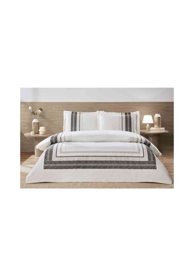Nevresim Takımı Fitted Çarşaflı Ranforce Çift Kişilik Krem Blend