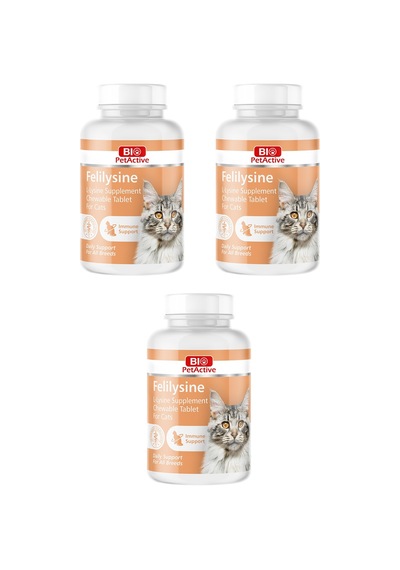 Bio Petactive Felilysine Tablet Kediler İçin L-lizin Tablet 90 Lı 45 Gr. X 3 Adet