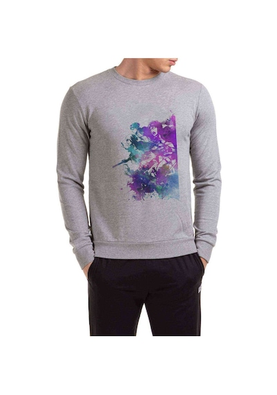 Anime Attack On Titan Baskılı Gri Erkek Örme Sweatshirt (534645010)