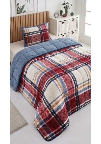 Merinos Comforter Tek Kişilik Yorgan Set Yastıklı 160 X 240 Kırmızı - Ekru
