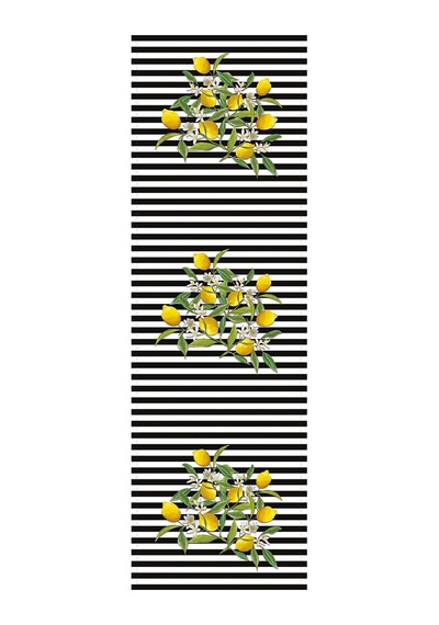 Sarı Limonlu Desen Premium Masa Örtüsü Runner Rnr116