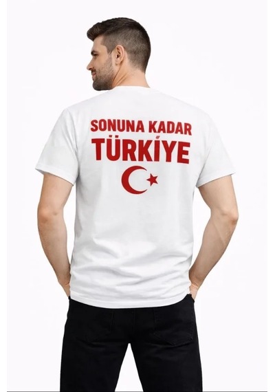 Modi Erkek Türkiye Ay Yıldız Baskılı Taraftar Forma T-shirt - Beyaz Açık Beyaz