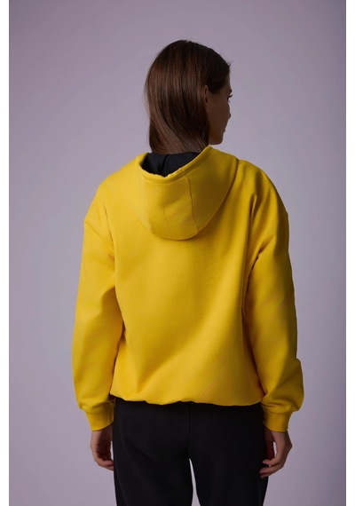 Defys Defy S Kadın Oversize Kapüşonlu Fermuarlı Cepli Sweatshirt Sarı - 527346818 Sarı